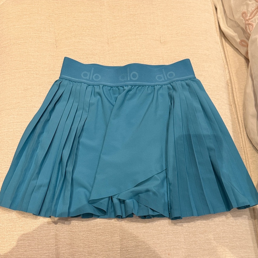 ALO Yoga Blue Pleated Mini Skirt